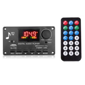 ماژول MP3 پنلی فلش خور ولوم دار 12V بلوتوث دار 80 وات و مجهز به ضبط صوت